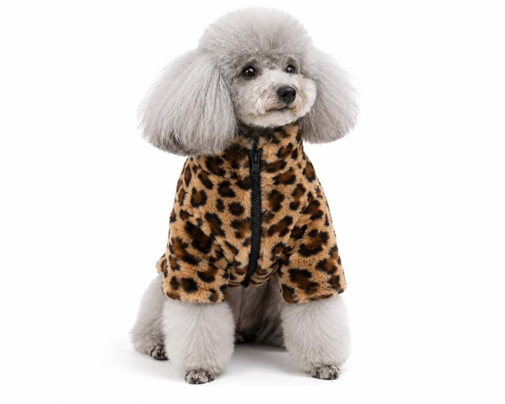 Hundekleidung Kleiner Hund Herbst Winter Mantel Leopardenmuster Fell und Fleece Thermos Welpenkleidung Warmer Hundepullover Niedliche Produkte