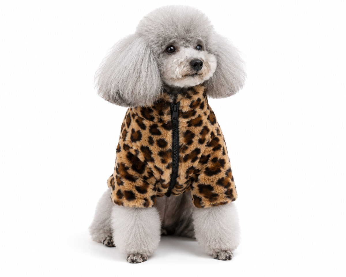 Dog Clothes Small Dog Autumn Winter Coat  Leopard Print Fur and Fleece Thermals Puppy Apparels Warm Dog´s Sweater Cute Products