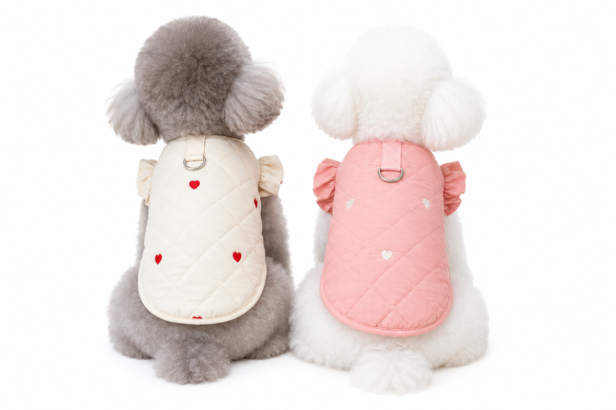 Dog Clothes Pet Clothing Small Dog Cat Warm Coat Autumn Winter Waterproof Comfortable 24 Love Flounced Sleeve Cotton Vest Outfit