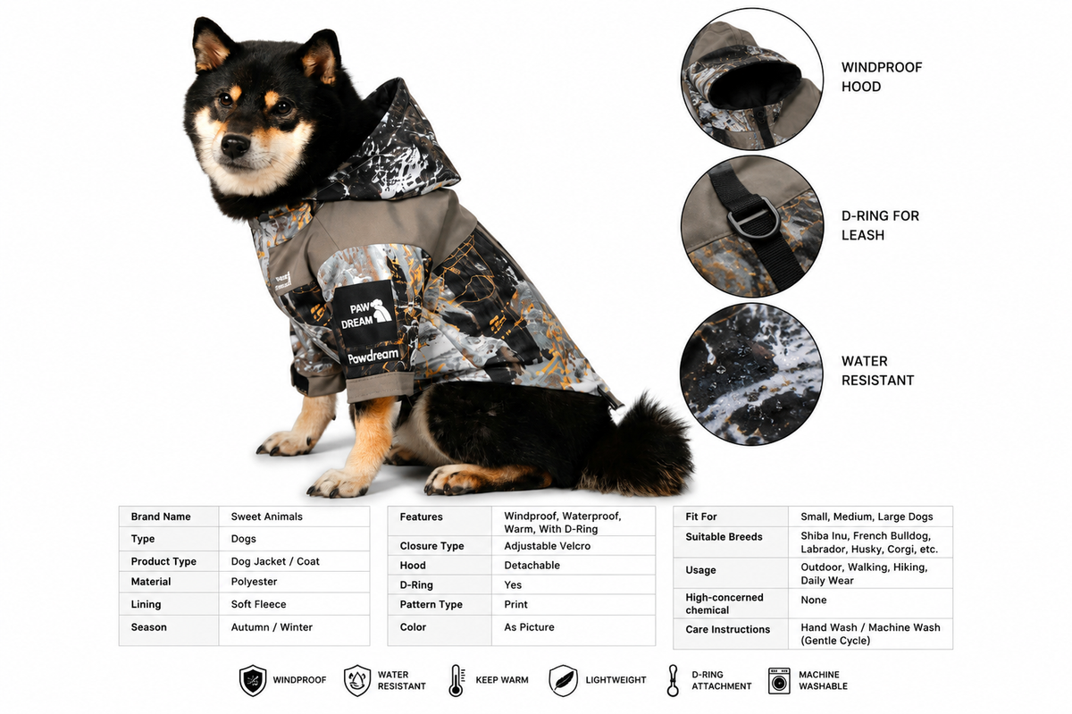 Pet Dog Clothes The Dog Fans Fashion Dog JackeT Outdoor Pet Clothing XS-5XL Medium Large Dog Rain Coat Puppy Waterproof Jacket