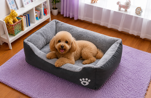 Black Dog Bed Plush Sleeping Bed for Large, Medium and Small Dogs, Non-Slip and Bite-Resistant Pet Sleeping Mat