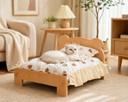 Katzenbett Holz Katze und Hundebett mit Teddybär-Muster Innenmöbel für Haustiere, vom Boden bis zur Decke (20*11 Zoll), bequem, langlebig