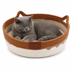 Cat Scratcher Bed With Toy Ball Cute Breathable Woven Pet Nest Cat Basket Bed For Enrichment Stimulation Indoor Sleeping