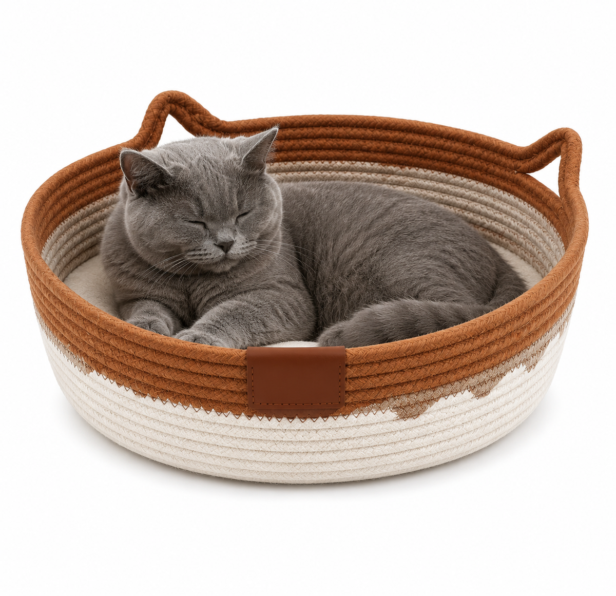 Cat Scratcher Bed With Toy Ball Cute Breathable Woven Pet Nest Cat Basket Bed For Enrichment Stimulation Indoor Sleeping