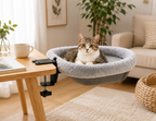 Katzen-Schreibtischbett, einfaches Zusammenklappen, versenktes Design, platzsparend, halbkreisförmige Katzen-Schreibtisch-Hängematte für Heimbüros und Wohnungskatzen
