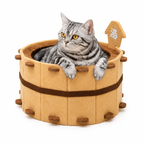 Four Seasons Bathtub Cat House Semi-Enclosed Felt Cat Bed Sturdy Washbasin Design for Claws Sharpening And Sleeping