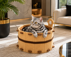 Four Seasons Bathtub Cat House Semi-Enclosed Felt Cat Bed Sturdy Washbasin Design for Claws Sharpening And Sleeping