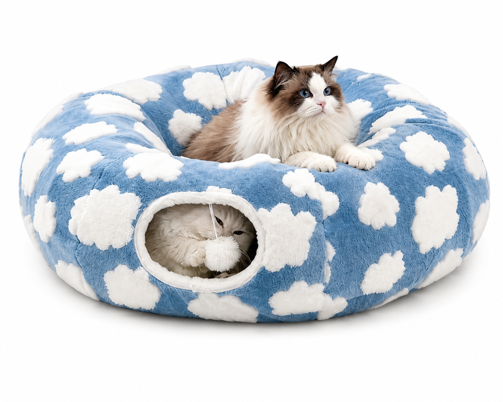 Katzentunnelbett Interaktives Spielzeug Waschbar mit Ball Tunnel Katzenbett Höhle Interaktives Spielzeug für Kätzchen Welpen Kleinen Hund Kaninchen Haustier