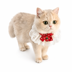Cat Dog Collar Silk Wedding Cat Puppy Ribbon Scarf Princess Style Lace Collar Bell Necklace Bib New Kitten Accessories Bowtie