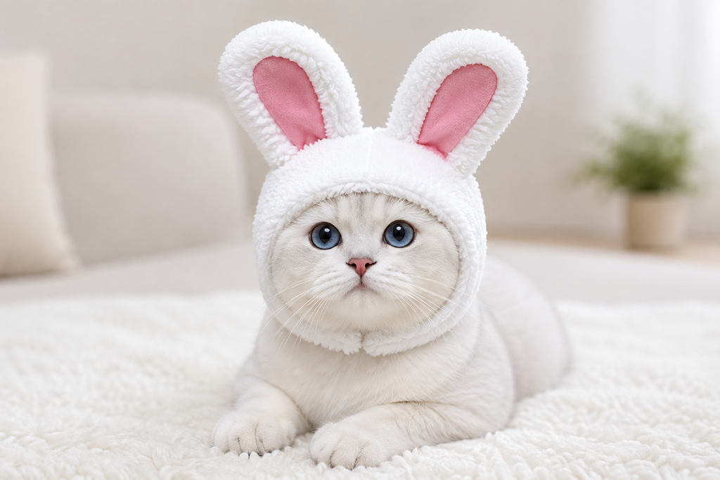 Cat Decorative Pet Products New Warm Cat Head Cover Rabbit Ear Plush Hat Lamb Accessories Pet Hat Cat Clothes  S9M7