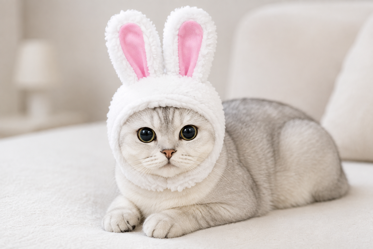 Cat Decorative Pet Products New Warm Cat Head Cover Rabbit Ear Plush Hat Lamb Accessories Pet Hat Cat Clothes  S9M7