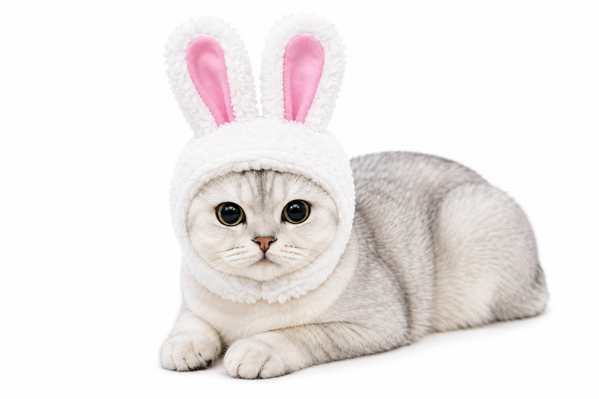 Cat Decorative Pet Products New Warm Cat Head Cover Rabbit Ear Plush Hat Lamb Accessories Pet Hat Cat Clothes  S9M7