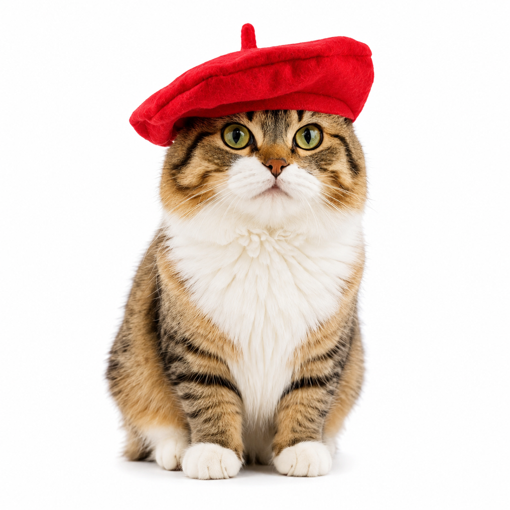 Pet Accessories Cute Cat Beret Hat Fashionable Breathable Cat Sunscreen Hat Red Black Comfortable Pet Headwear Outdoor Indoor
