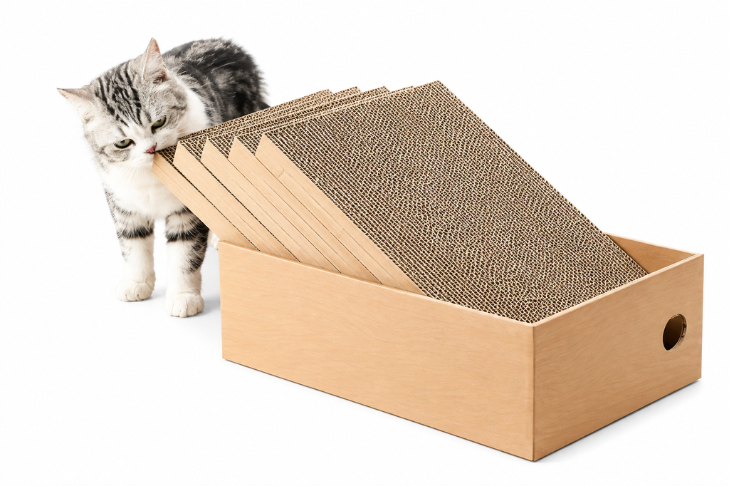 4 Pack 1 Cat Scratching Post Cardboard Box for Indoor Cats, Cat Scratching Mat Cardboard Box for Indoor Cats and Kittens