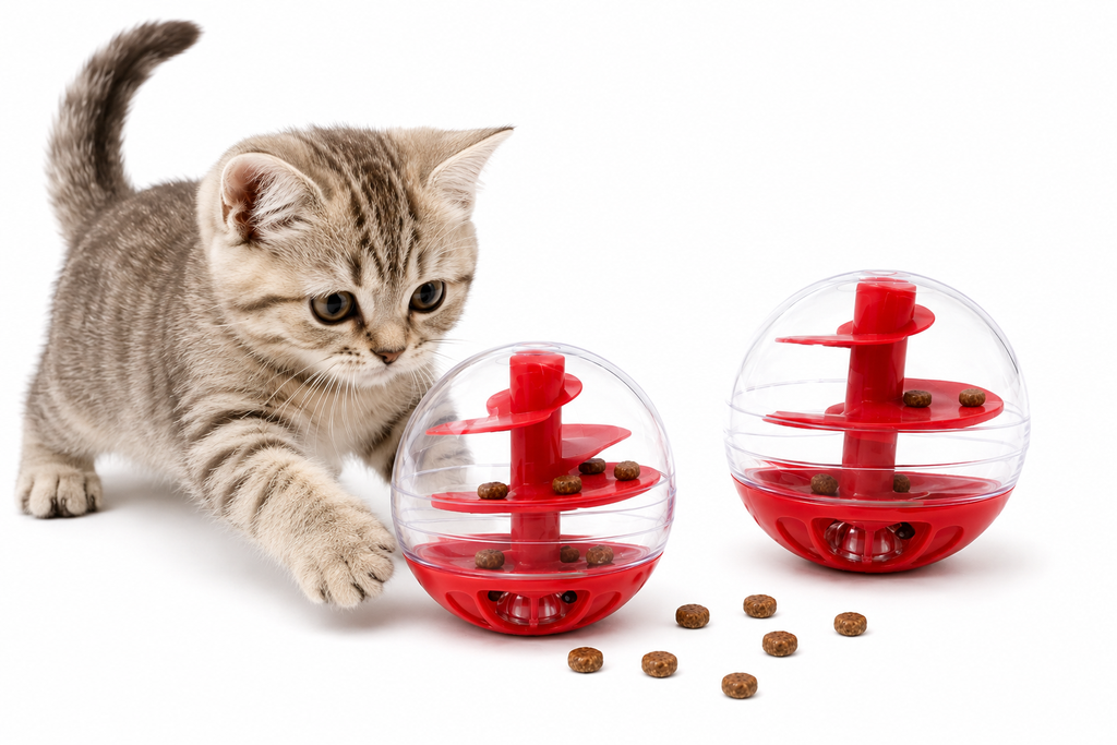 Cat Dispensing Toy, Pet Treat Dispenser, Interactive Feeding Toy for Cats, Amusing Ball for Pets, Without Battery