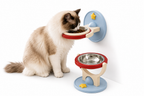Cat Feeder Bowl 2 IN 1 Wall Mount Floor Standing Elevated Bowl Stand Anti-Tip Food Grade PP Safe for Indoor Pet Daily Meal