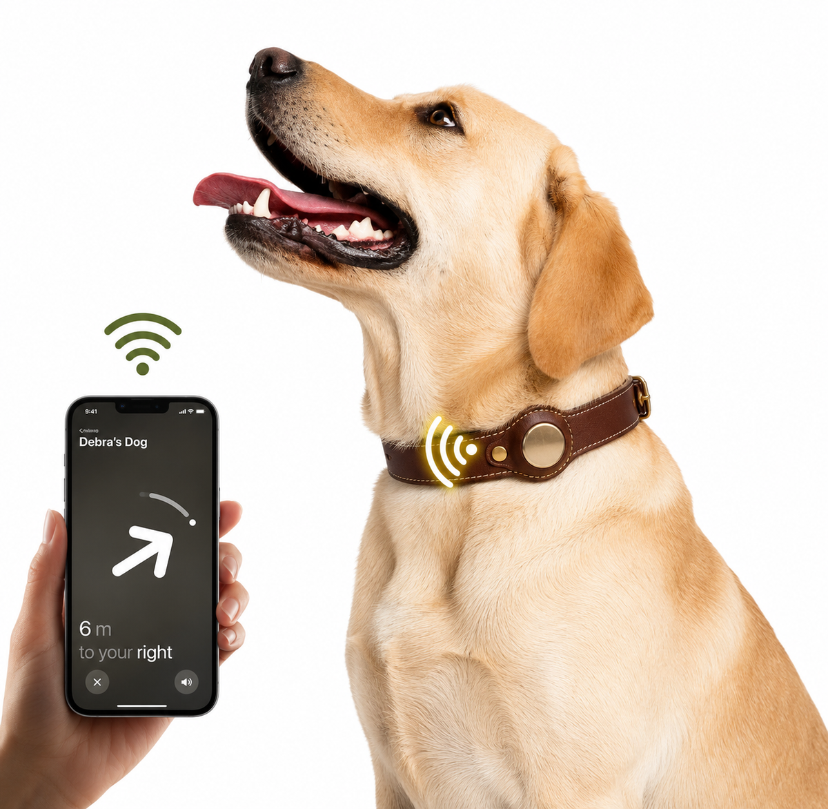 Leather Collar Locator Collar Pet Dog Collar Tracking Full Grain Cowhide Detachable