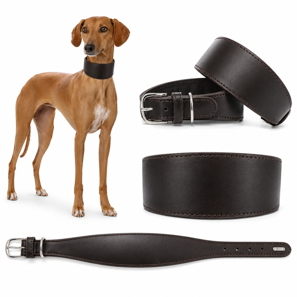 Adjustable Wide Dog Collar Soft Cowhide Leather Pet Collars Strap Comfortable No Pull Large Breeds Collars Italian Greyhounds