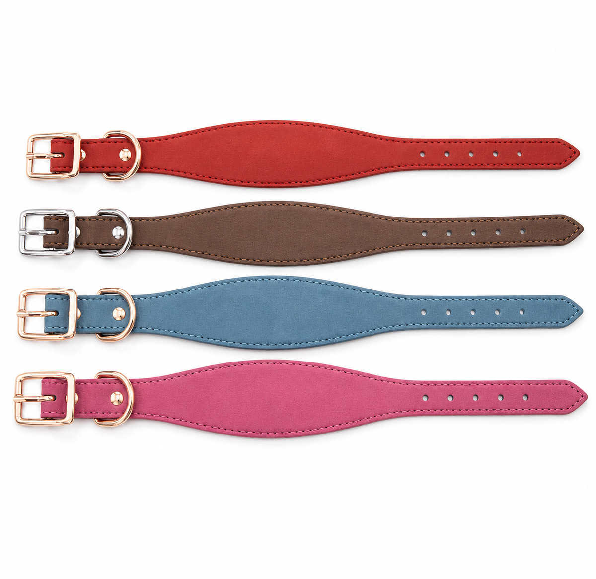 Adjustable Wide Dog Collar Soft Cowhide Leather Pet Collars Strap Comfortable No Pull Large Breeds Collars Italian Greyhounds