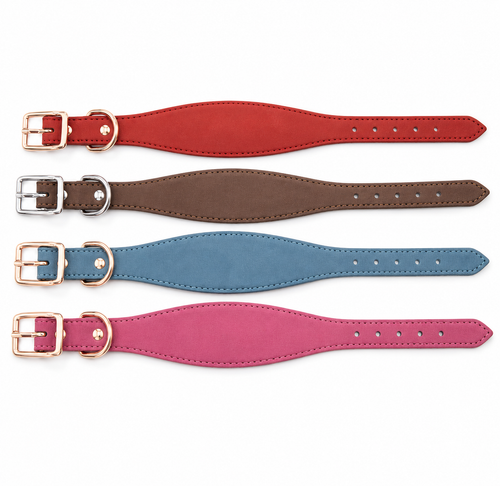 Adjustable Wide Dog Collar Soft Cowhide Leather Pet Collars Strap Comfortable No Pull Large Breeds Collars Italian Greyhounds