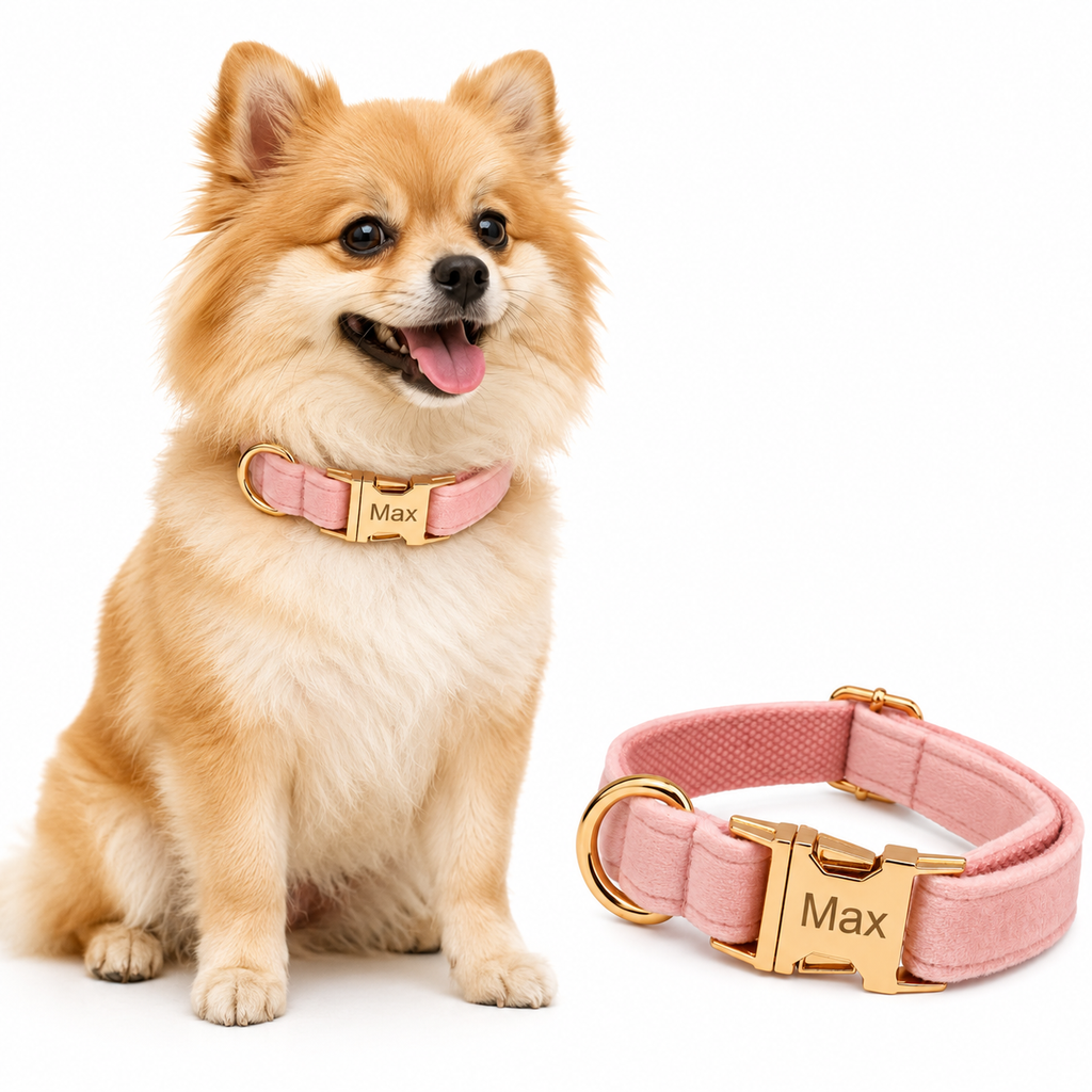 Velvet Collar Free Engrave Dog Collar For Medium Big Pet Necklace Dog Accessories Dog Collars