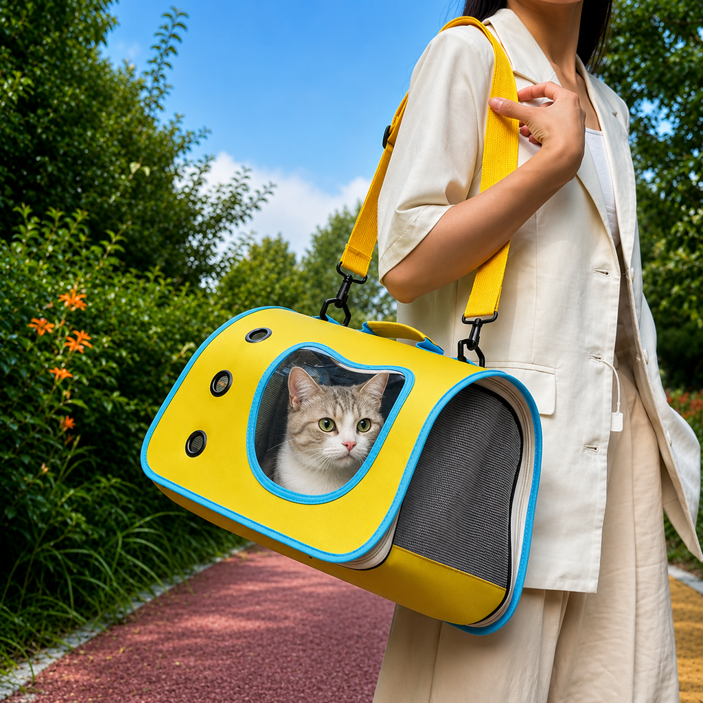 Portable Pet Carrier Bag for Small Dogs Cats Outdoor Foldable Cat Bag Breathable Cat Shoulder Bag Kitten Carrying Bag
