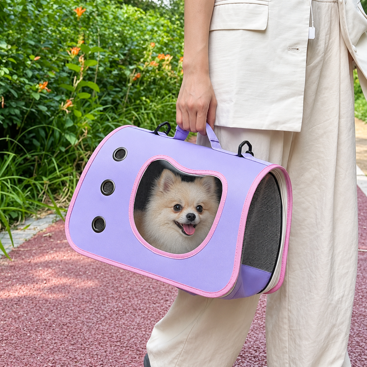 Portable Pet Carrier Bag for Small Dogs Cats Outdoor Foldable Cat Bag Breathable Cat Shoulder Bag Kitten Carrying Bag