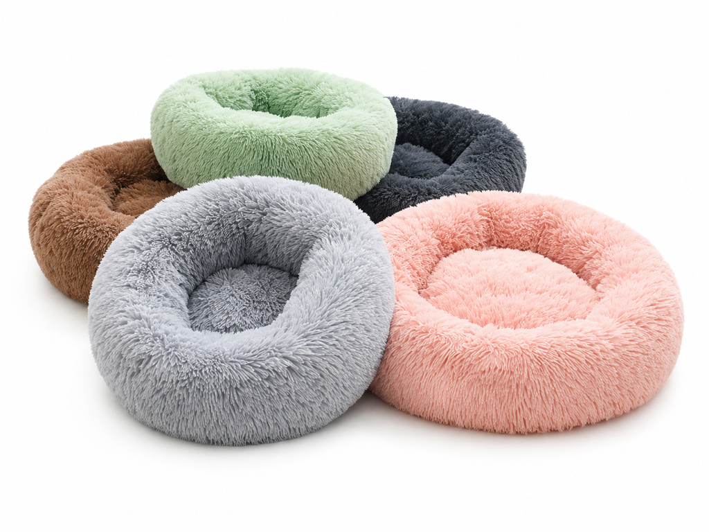 Yumşaq Pişik Yatağı Yastığı Plush İsti Süni Xəz İt Sakitləşdirici Yatağı Donut Dəyirmi Yataq Kiçik və Orta Ölçülü İt və Pişik Üçün Rahat Yuxu Yatağı Yuyulan