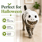 Dinosaur Skeleton Glow in Dark Cat Costume, Plush Halloween Pet Hood Outfit