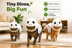 Dinosaur Skeleton Glow in Dark Cat Costume, Plush Halloween Pet Hood Outfit