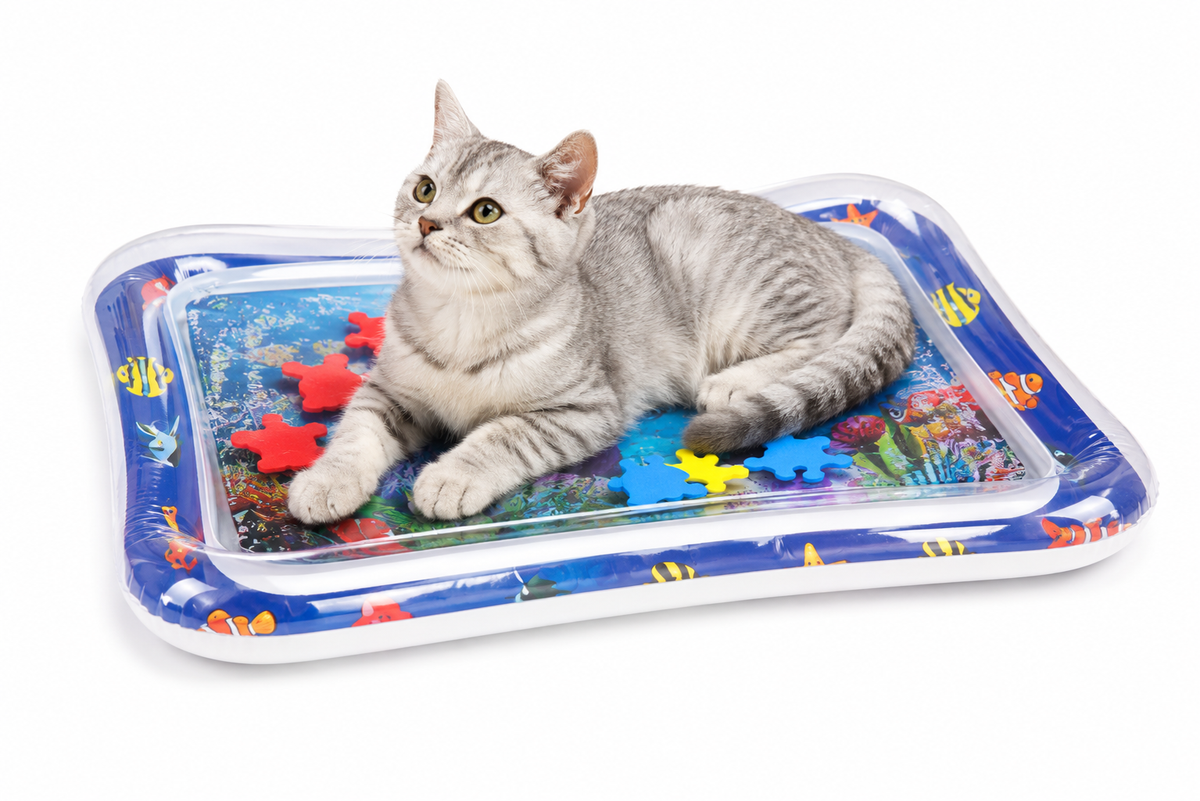 Water Sensory Play Mat Thickened Inflatable Water Mat For Cat And Dog Pet Playmat With Fish Sea Ocean Theme Sensory Toy Water