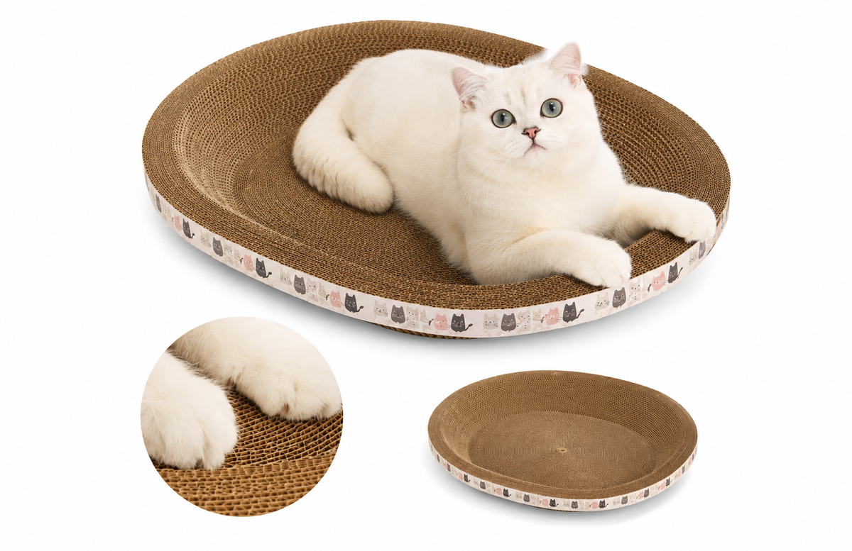 Corrugated Cat Scratching Post with Catnip Wear-resistant and Scratch-resistant Cat Bed Scratcher Sofa Protector Cats Furniture