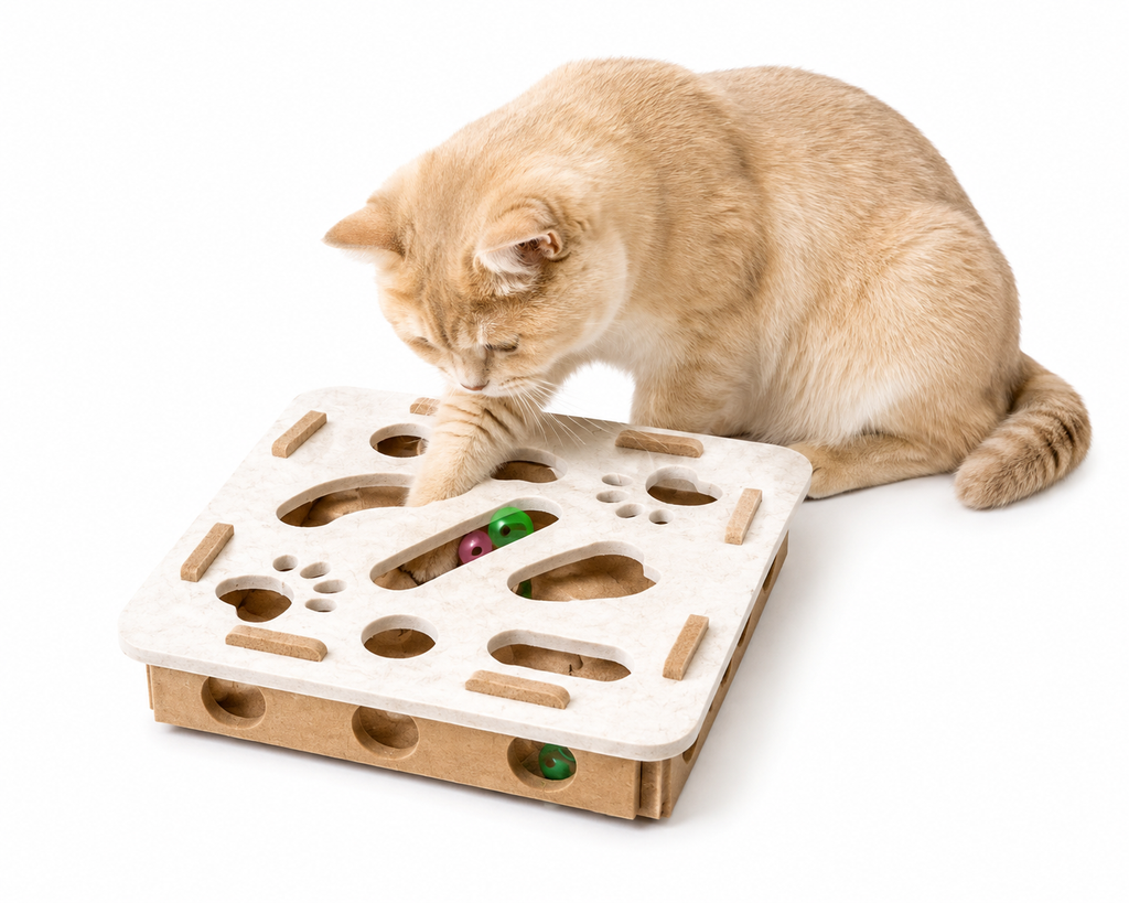 Interactive Cat Puzzle Toy Felt Toy Box with Maze Tunnel Bell Ball Indoor Entertainment Cat Toy