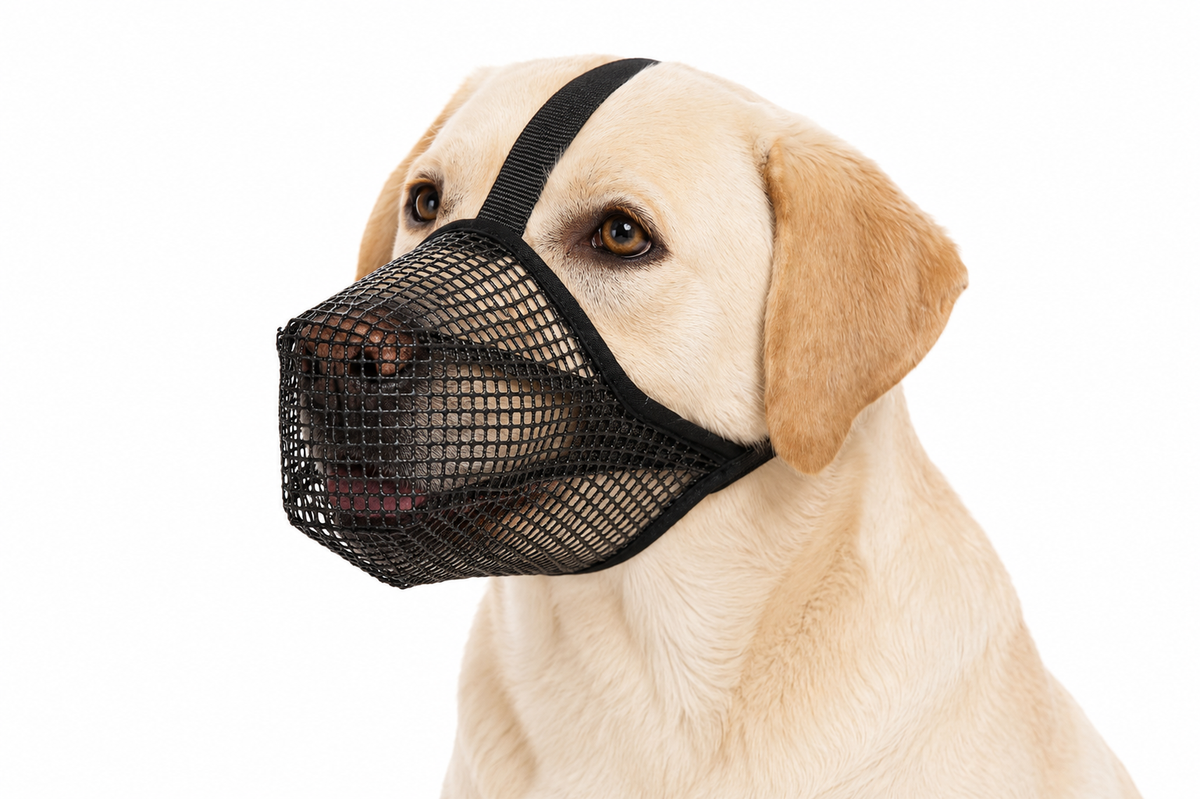 Dog Muzzle, Soft Mesh Covered Muzzle for Bait Protection with Adjustable Straps, Prevent Biting Chewing and Licking