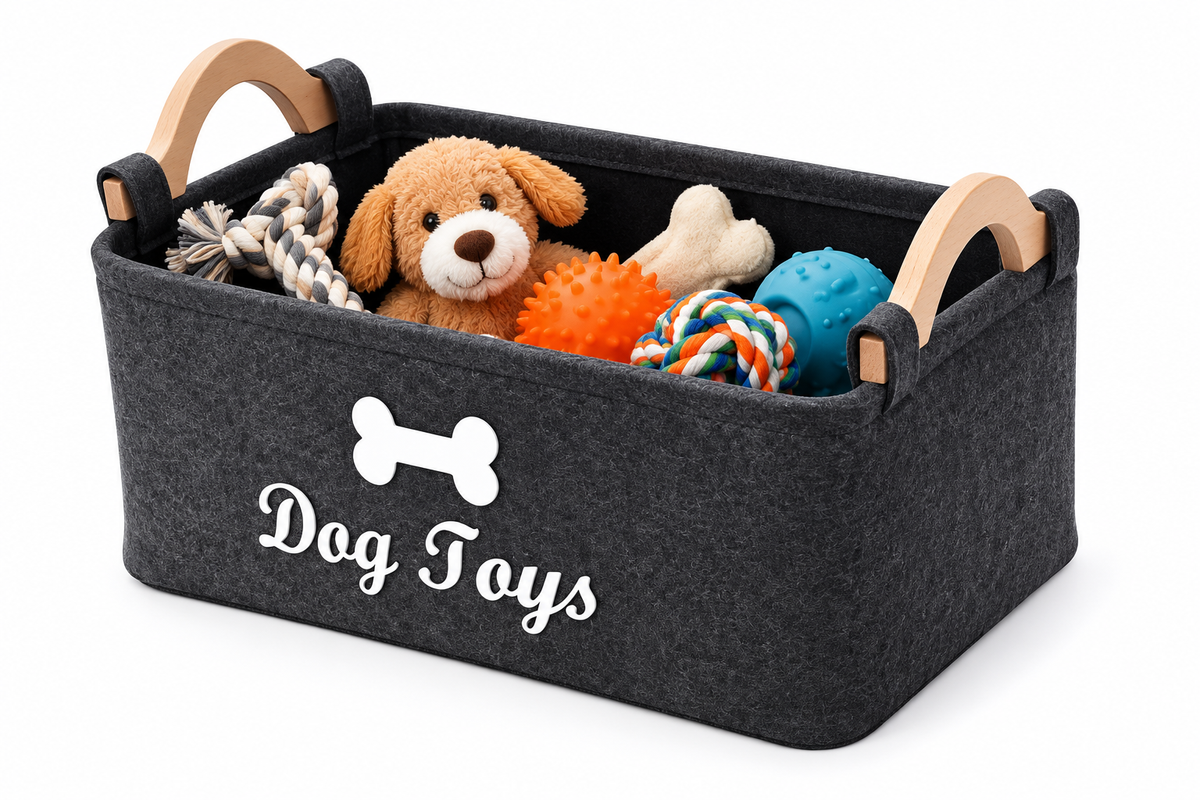 Felt pet toy box, dog toy box, storage basket box - perfect for organizing pets