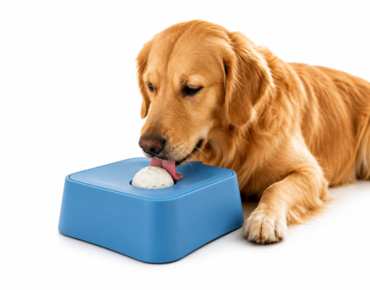 Dog Bowl Slow Feeder Dog Bowl for Liquid with Rolling Ball Interactive Lick Bowl Anti Slip for Wet Food Water Treat Lick Toy