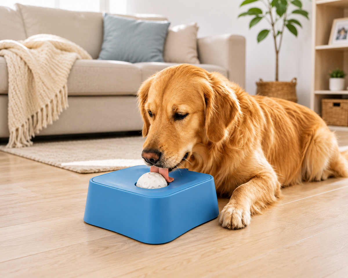 Dog Bowl Slow Feeder Dog Bowl for Liquid with Rolling Ball Interactive Lick Bowl Anti Slip for Wet Food Water Treat Lick Toy