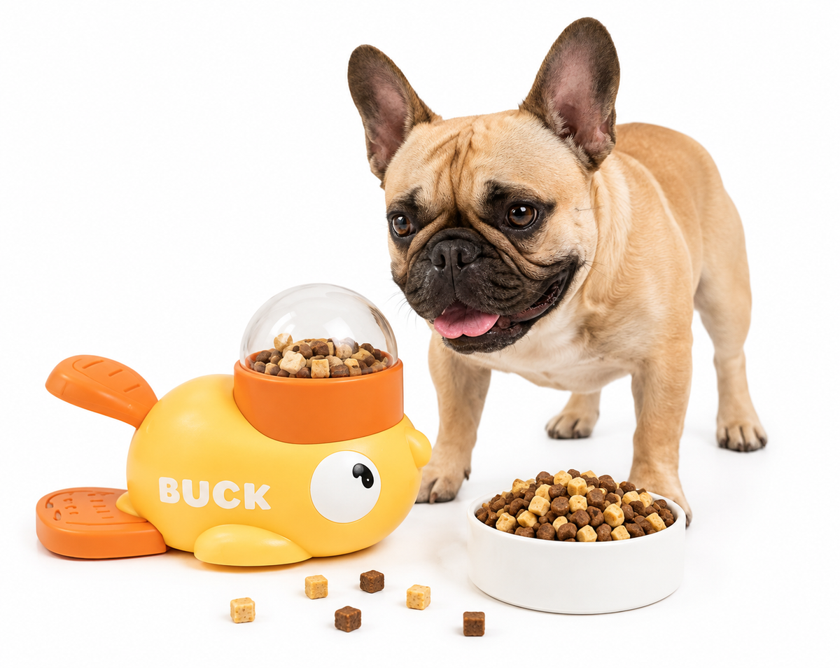 Dog 2-in-1 Interactive Toy Pet Automatic Food Treat Dispenser Cartoon Duck Design Slow Food Pet Snack Feeder for Dog Training