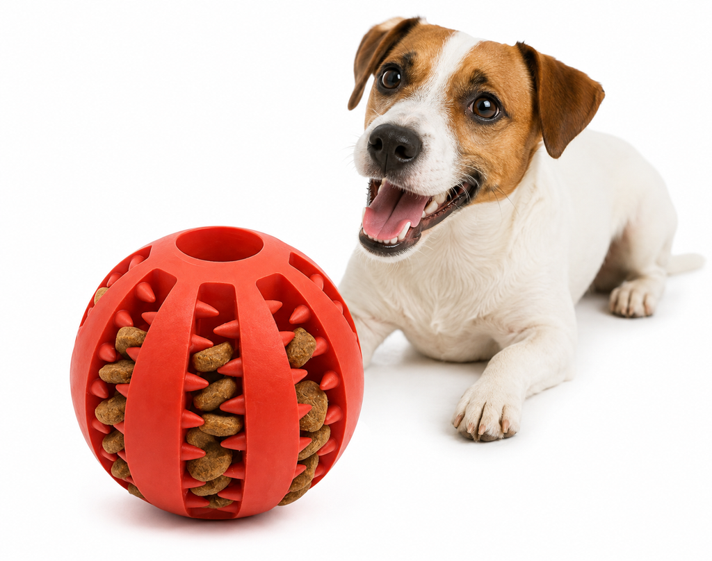Hundespielzeugball, Ungiftiger Bissfester Spielzeugball für Haustierhunde, Welpen, Katzen, Hundefutterspender, Kauspielzeug, Zahnreinigungsball