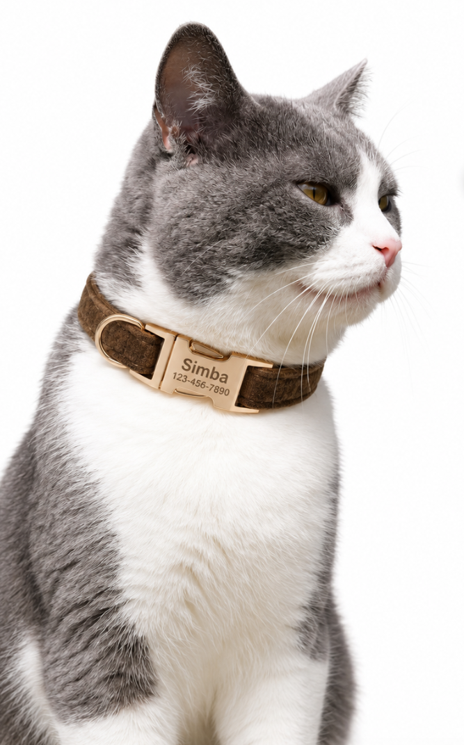 Personalized Velvet Collar Soft Pet Choker Free Custom Name Phone Number Adjustable Velvet Kitty Neckband Small Dog Identity