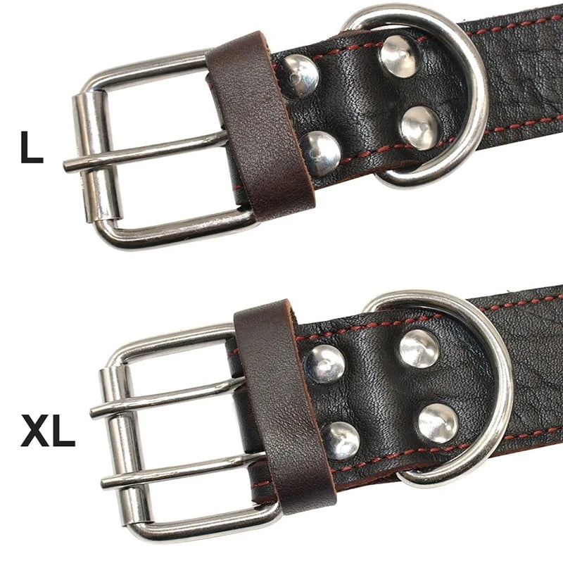 Benepaw Robustes Echtes Leder Hundehalsband mit Kontrollgriff, modisches, strapazierfähiges Schwerlast-Haustierhalsband für mittlere bis große Hunde