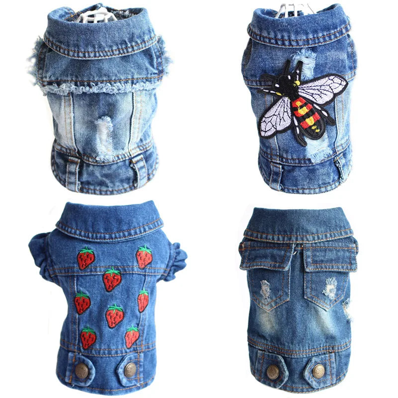 Fashion Katze Jeansweste Welpenjacke Lässige Jeansmantel Outfits Frühling Herbst Katzenkleidung für Kätzchen Kleine Mittlere Katzen Haustierbekleidung