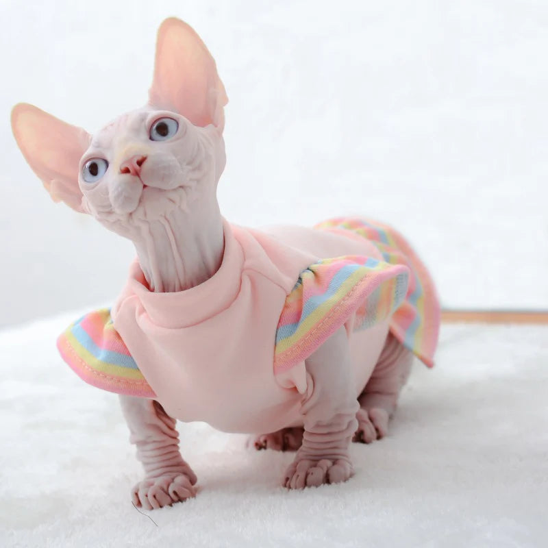 Winter Warme Katzenkleidung Weiche Katzen Baumwoll-Hoodies Sphynx-Haarlose Katzenkostüme Pullover Sphinx Kätzchen Kleid Jacke für Katzen