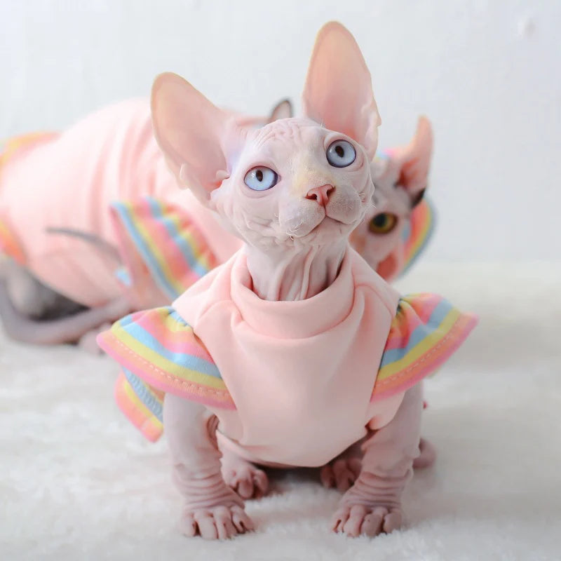 Winter Warme Katzenkleidung Weiche Katzen Baumwoll-Hoodies Sphynx-Haarlose Katzenkostüme Pullover Sphinx Kätzchen Kleid Jacke für Katzen