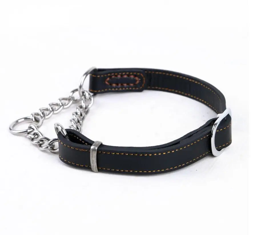 Halsband für Hunde aus echtem Leder, Rindsleder, Martingal-Hundehalsbänder für mittelgroße bis große Rassen, Pitbull, Mastiff, Boxer, Bully, 2,0/2,5 cm