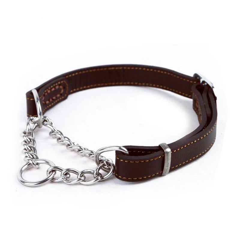 Halsband für Hunde aus echtem Leder, Rindsleder, Martingal-Hundehalsbänder für mittelgroße bis große Rassen, Pitbull, Mastiff, Boxer, Bully, 2,0/2,5 cm