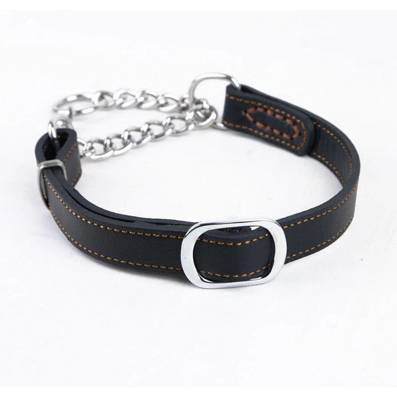 Halsband für Hunde aus echtem Leder, Rindsleder, Martingal-Hundehalsbänder für mittelgroße bis große Rassen, Pitbull, Mastiff, Boxer, Bully, 2,0/2,5 cm