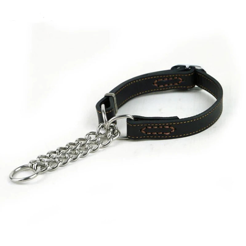 Halsband für Hunde aus echtem Leder, Rindsleder, Martingal-Hundehalsbänder für mittelgroße bis große Rassen, Pitbull, Mastiff, Boxer, Bully, 2,0/2,5 cm