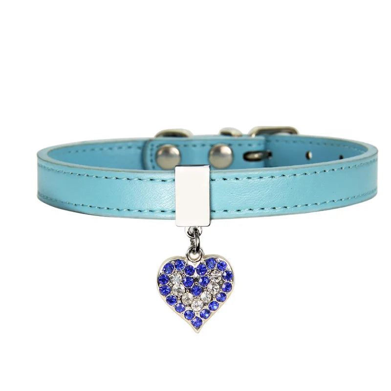 Yeni Dəri Tasmalar Tənzimlənən Ürək Formalı Kulonlu Tasmalar Kiçik və Orta İtlər üçün Şahzadə Pişik Boyunbağı Kəməri Ev Heyvanları Ləvazimatları