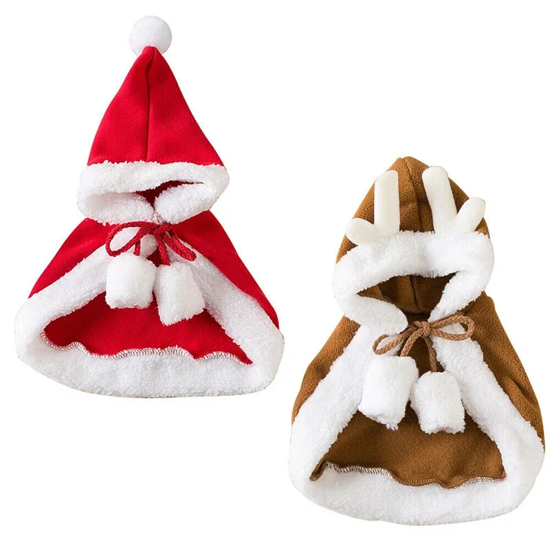 Cat Costume Santa Cosplay Funny Transformed Cat/Dog Pet Christmas Cape Dress Up Clothes Red Scarf Cloak Props Decor